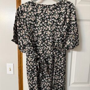 Floral Mini Dress - Black and White